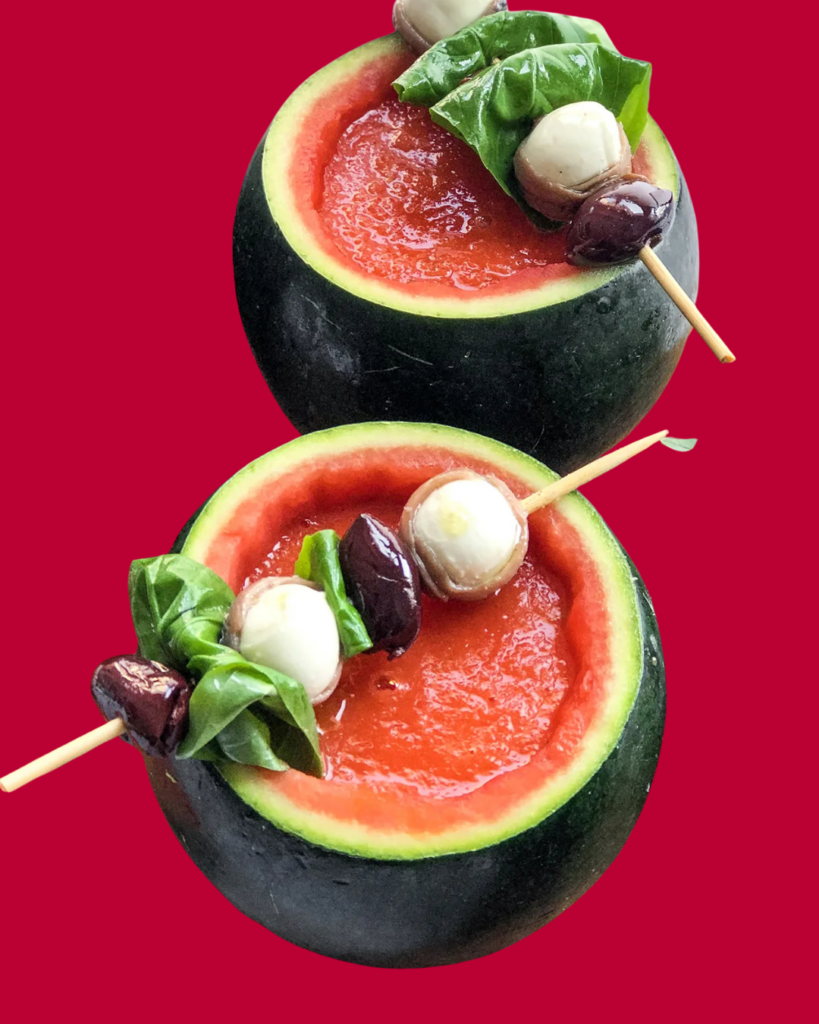 Gazpacho de Sandía Kisy con broquetas