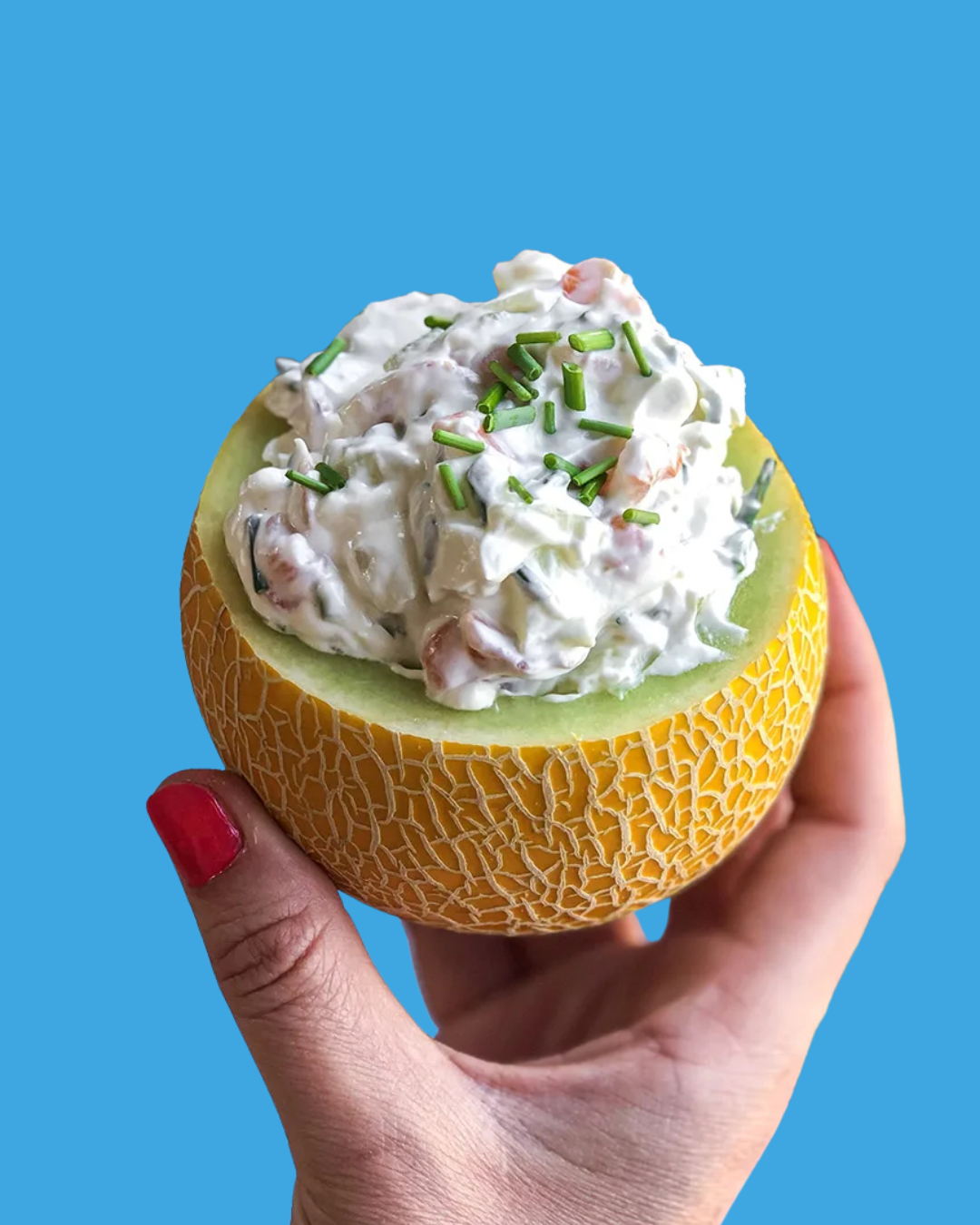 Melón Lililup relleno de queso y salmón ahumado