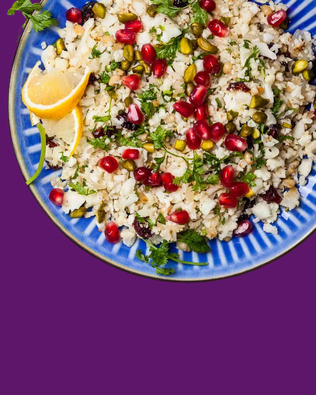 Arroz de coliflor con frutos secos