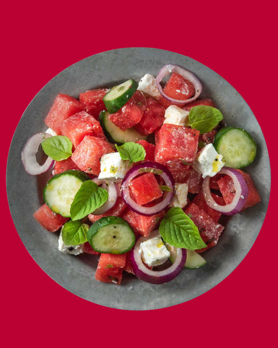 Ensalada de sandía con queso feta