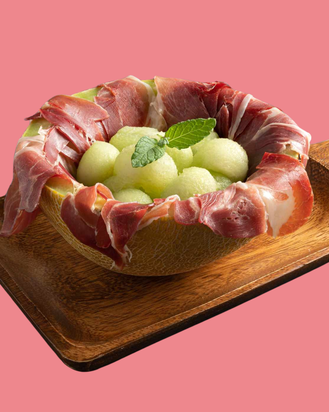 Melón Okashi con jamón