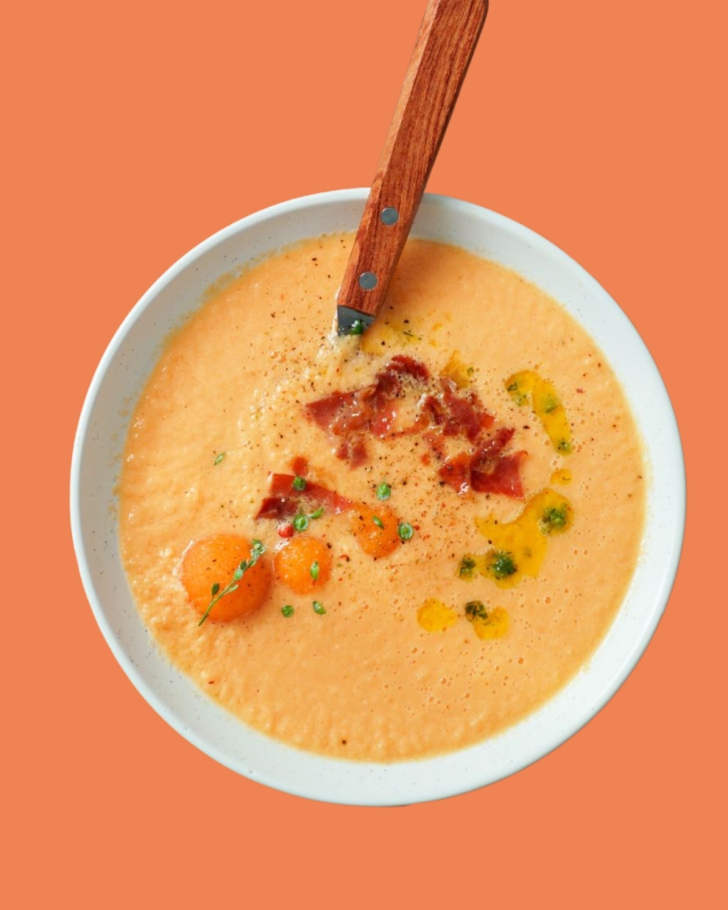 Gazpacho de melón Cantaloupe con jamón