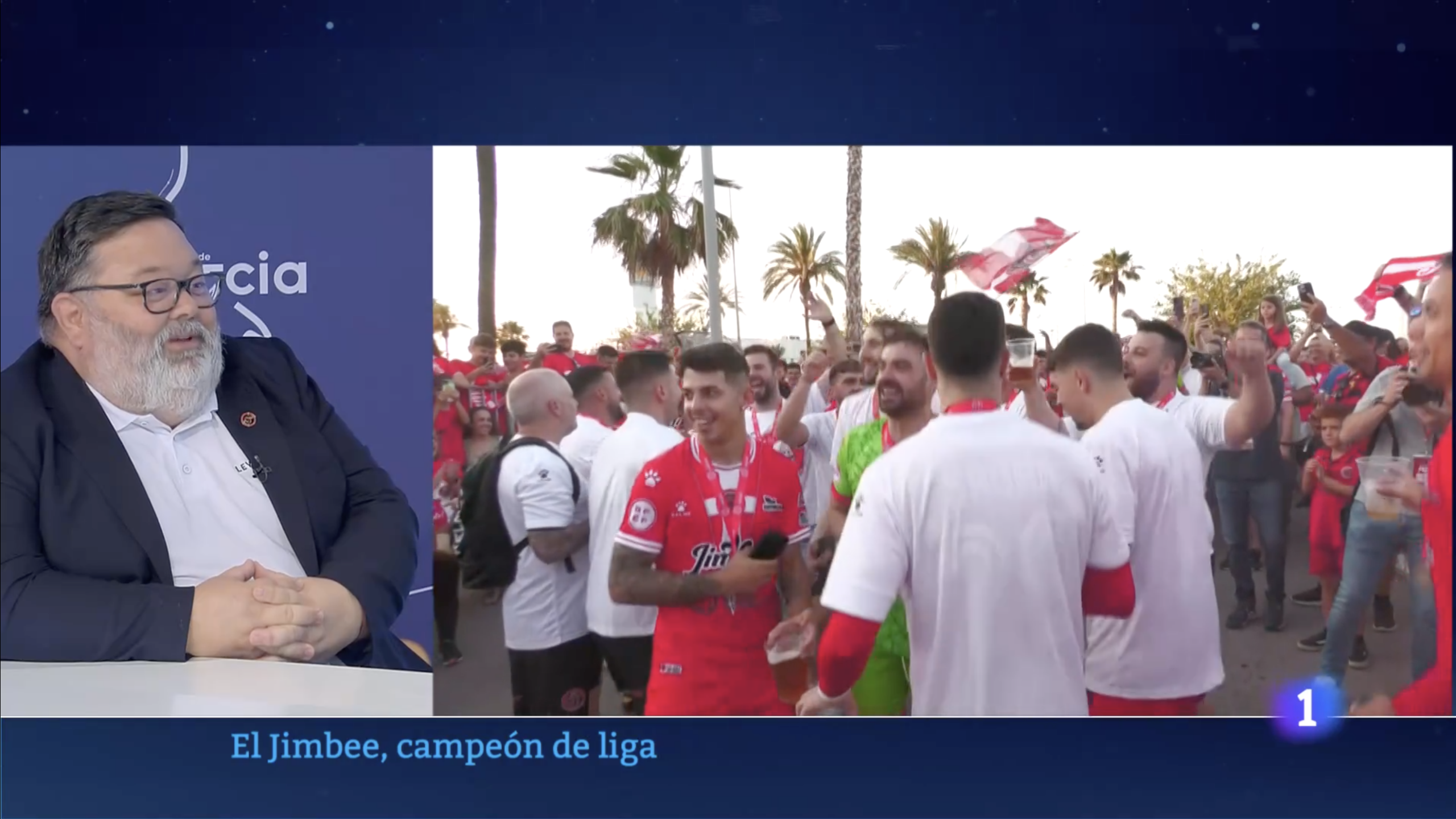 MIGUEL ÁNGEL JIMÉNEZ EN «LA1 DE TVE» TRIUNFO DEL JIMBEE CARTAGENA QUE SE LLEVA SU PRIMERA LIGA NACIONAL DE FÚTBOL SALA