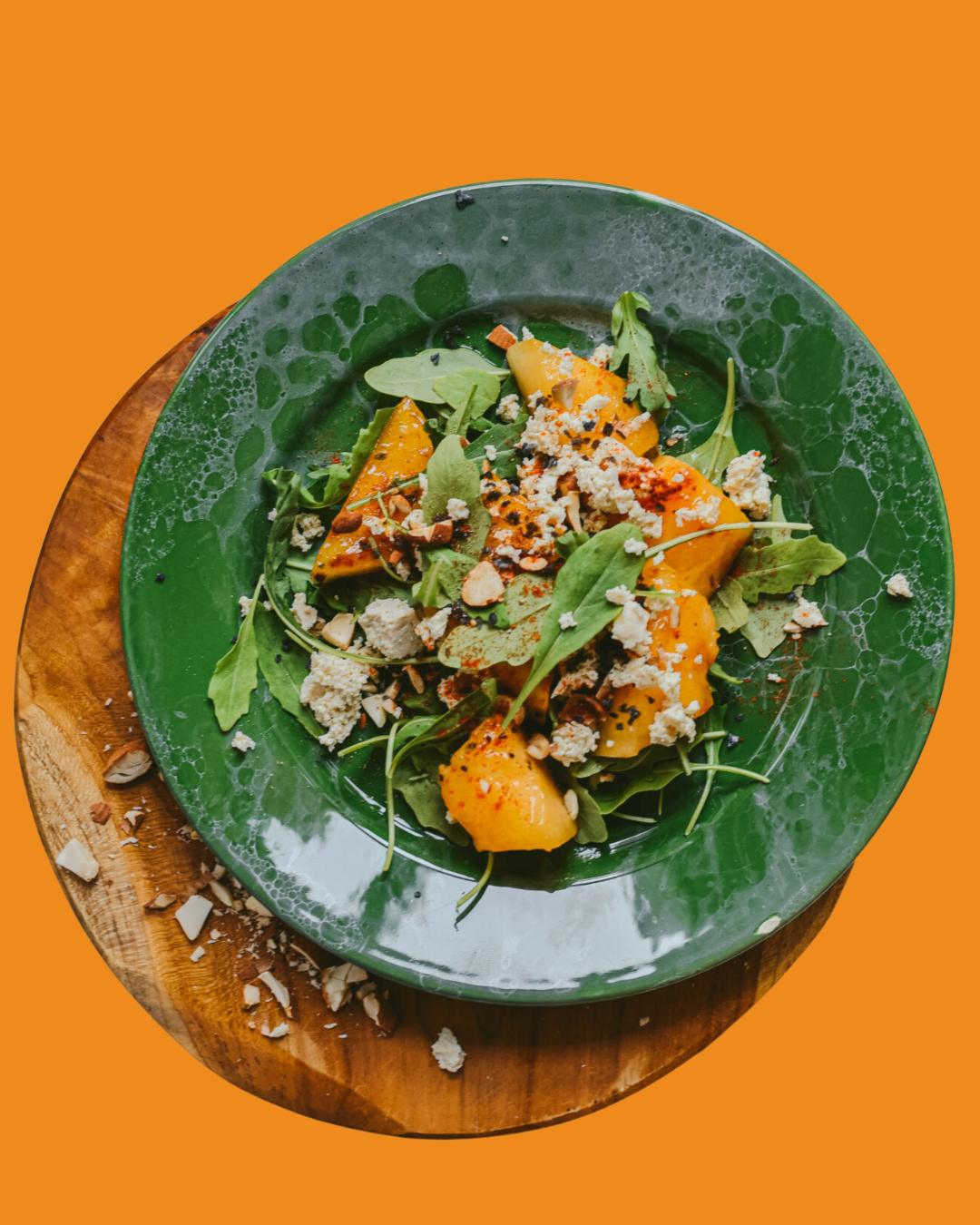 Melón a la plancha con rúcula y pimentón