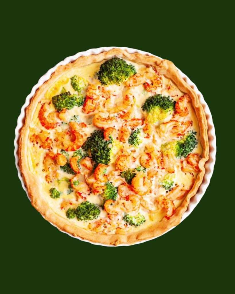 Tarta Quiche con Gambas y Brócoli