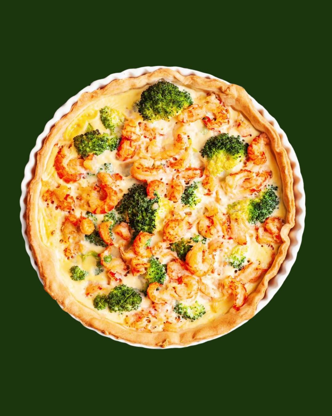 Tarta Quiche con Gambas y Brócoli
