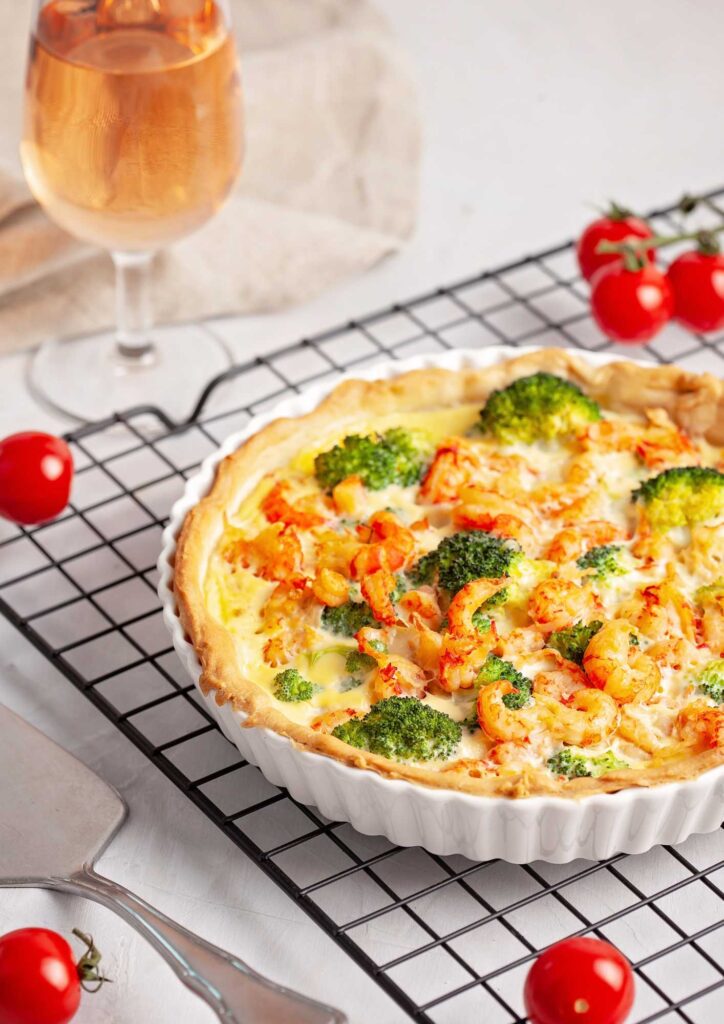 Tarta Quiche con Gambas y Brócoli