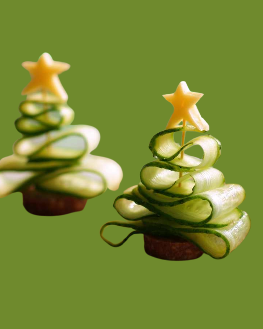Aperitivos Navideños de Pepino en Forma de Árbol