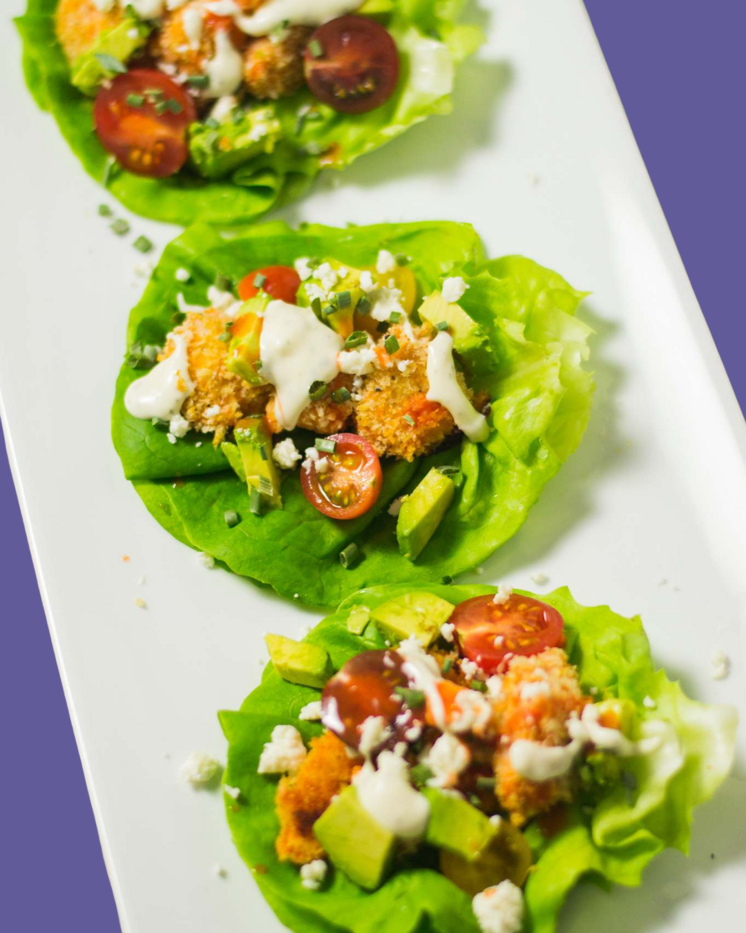 Wraps de Lechuga con Pollo Buffalo Crujiente