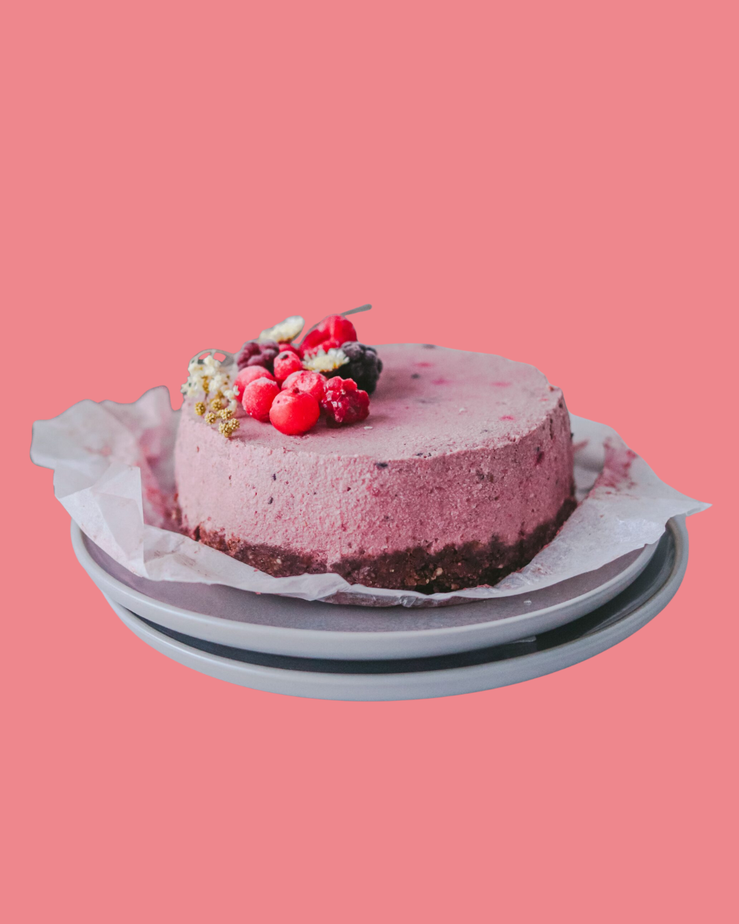 Tarta raw de Okashi y Frutos rojos