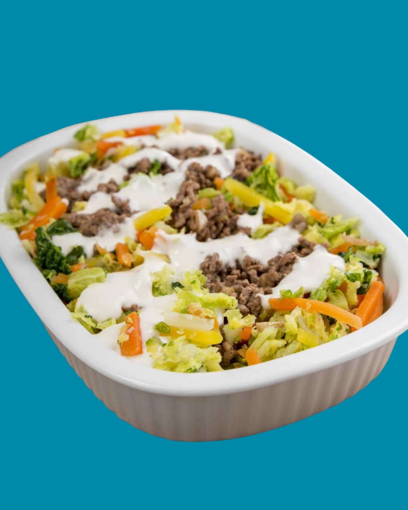 Col con Carne Picada, Salsa Bechamel y Queso