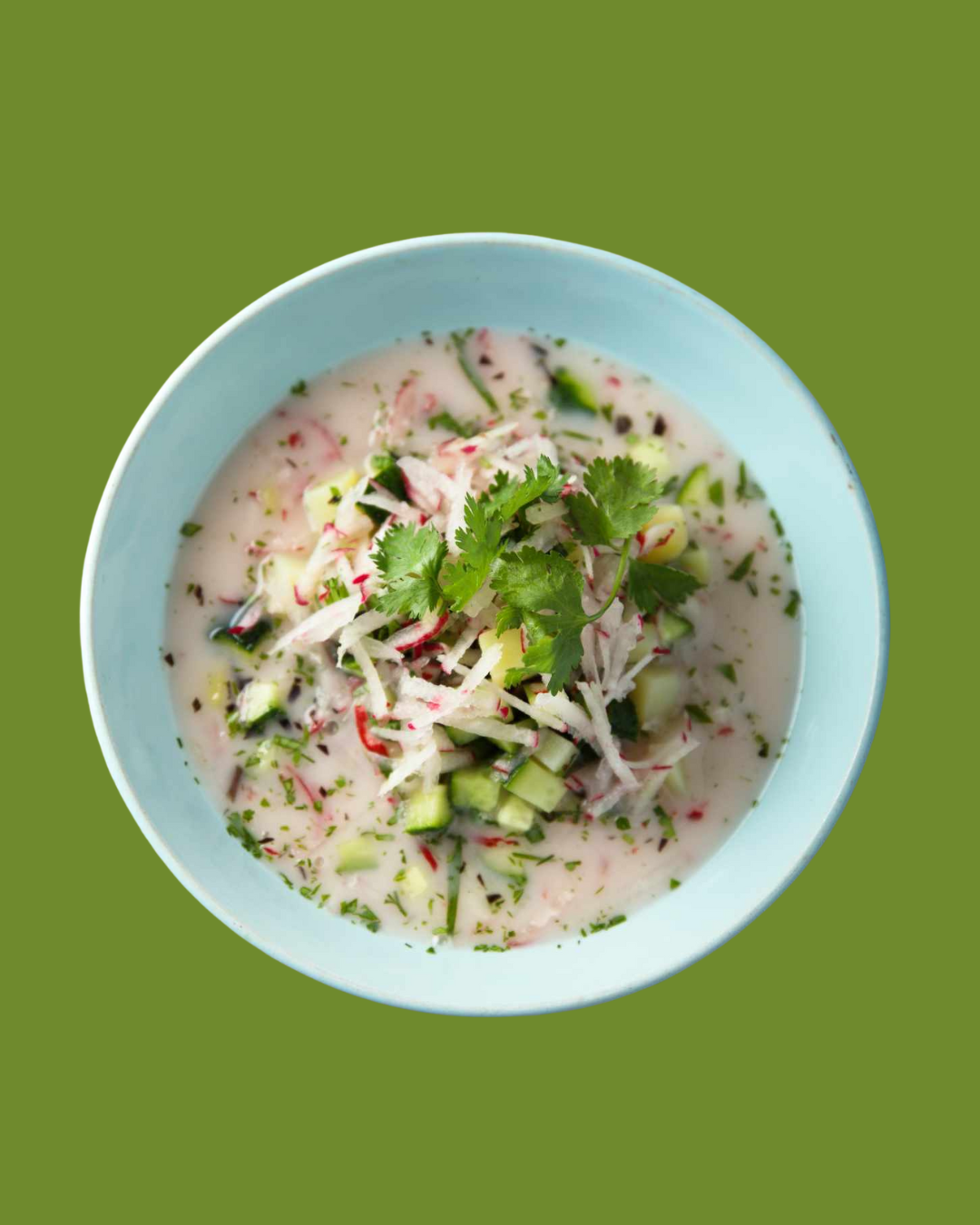 Sopa fría de pepino y rábano