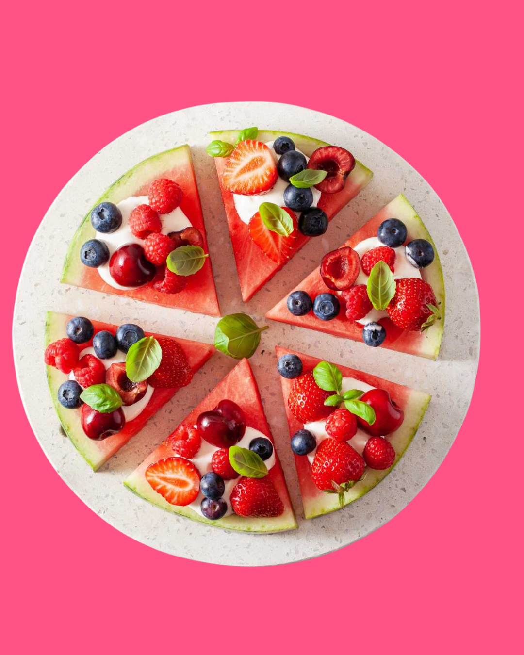 Pizza de sandía con yogur y frutas