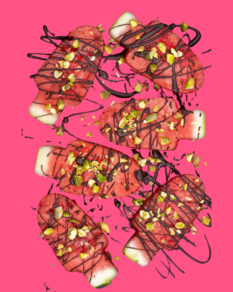 Bocados de Sandía con Chocolate Crujiente