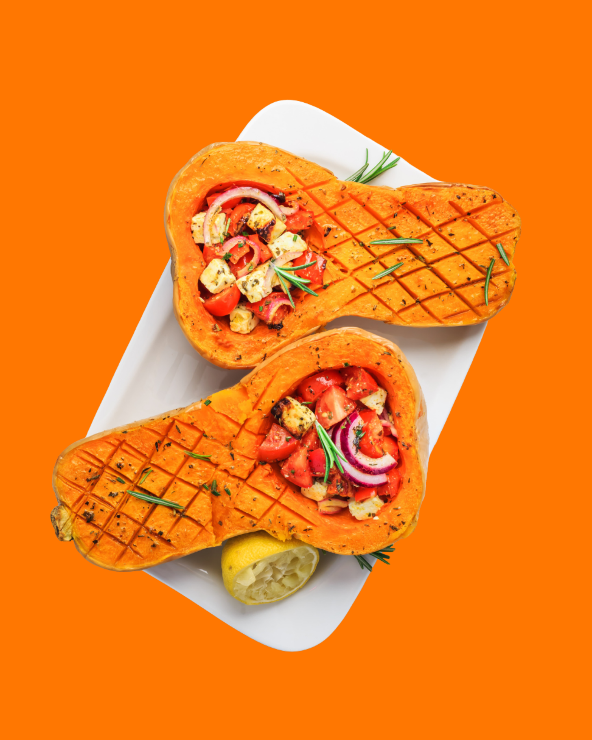 Calabaza rellena de verduras al horno