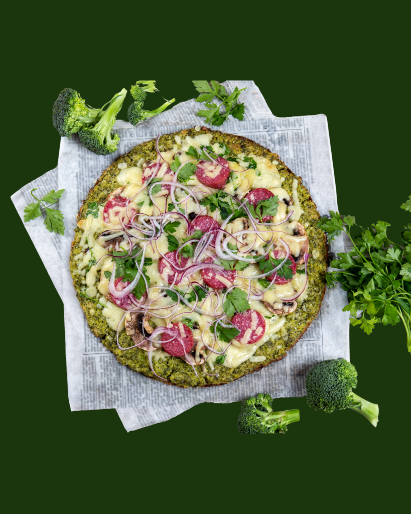 Pizza con Brócoli y Salami