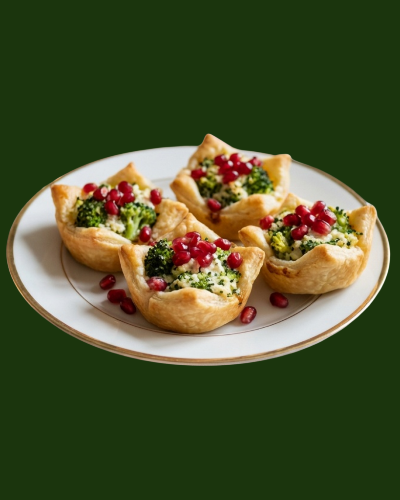Cestitas con Brócoli, Queso y Granada