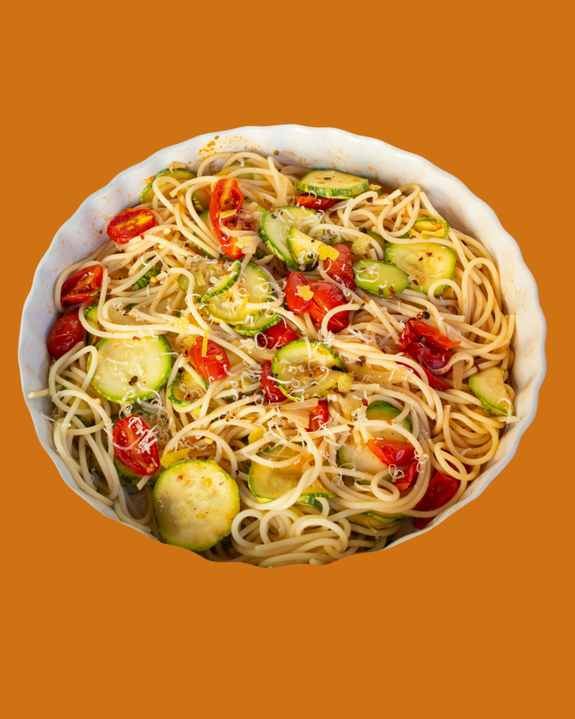 Spaghetti con Calabacín y Tomates Cherry