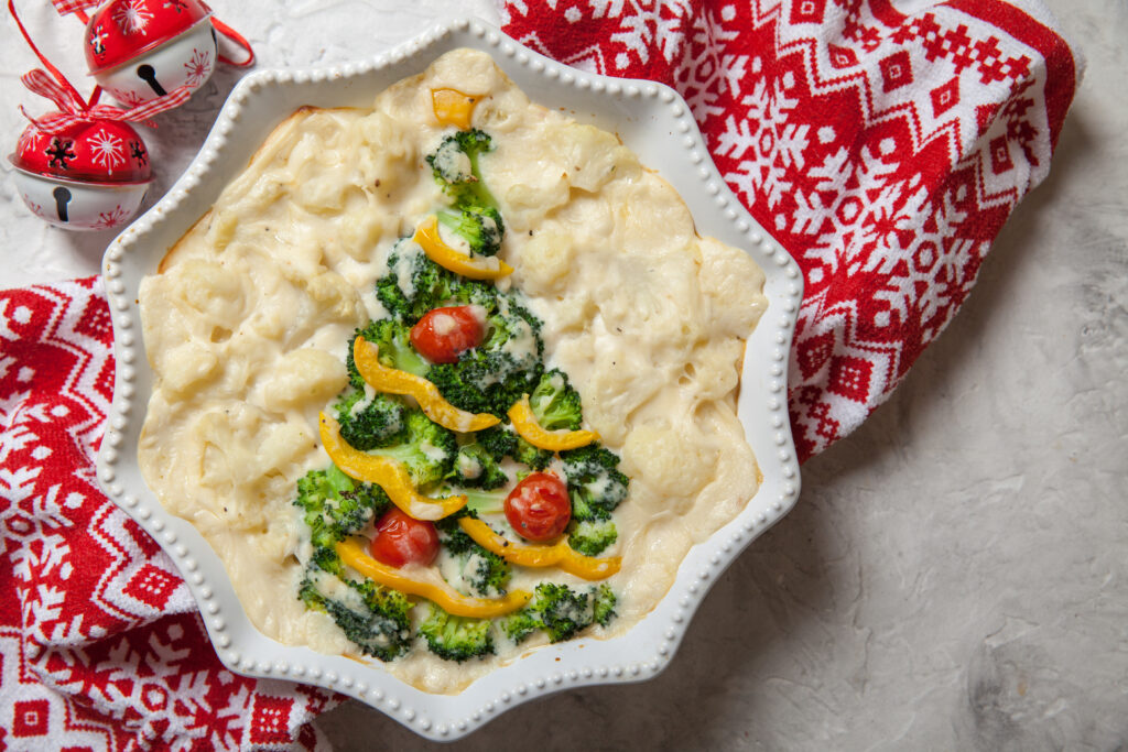 Árbol de Navidad de Brocoli y Coliflor