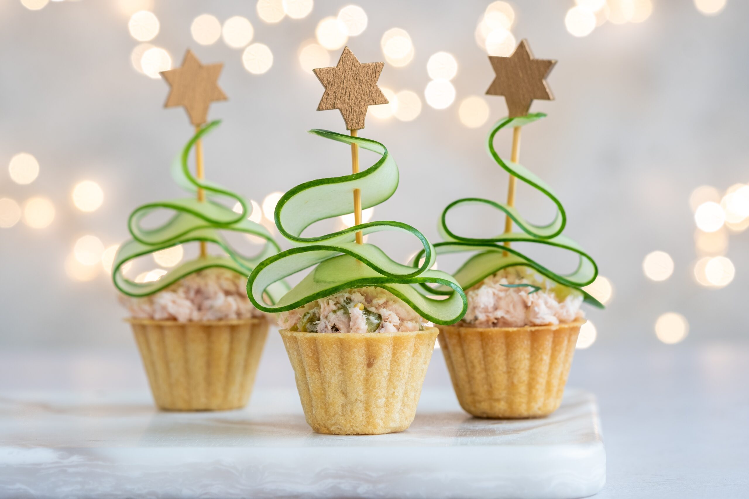 Mini Tartaletas Saladas con «Árbol» de Pepino