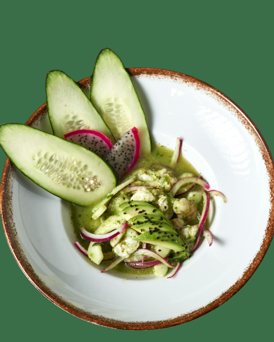 Ceviche Verde de Pepino Crujiente