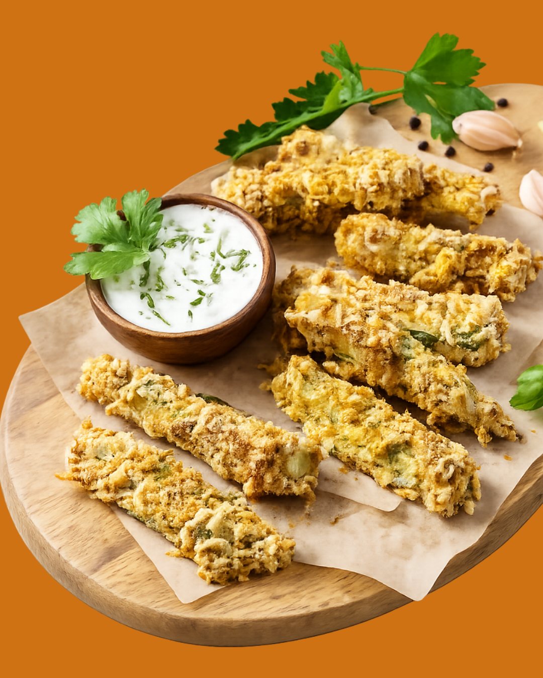 Calabacines Crujientes al Horno con Salsa Cremosa