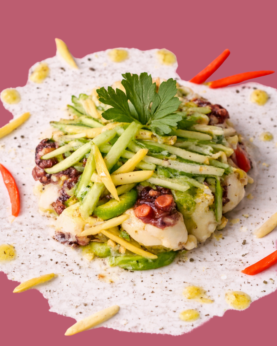 Ensalada de Pulpo, Patata y Apio Crujiente