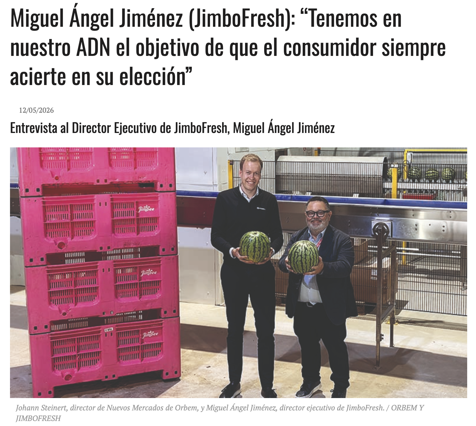 JIMBOFRESH EN ENTREVISTA EXCLUSIVA A LA REVISTA VALENCIA FRUITS